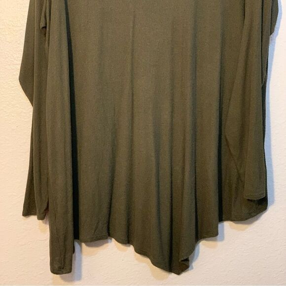 JENNIFER LOPEZ Handkerchief Hem Tunic Top Women’s 1X Green Long Sleeve Ribbed. - Picture 5 of 12
